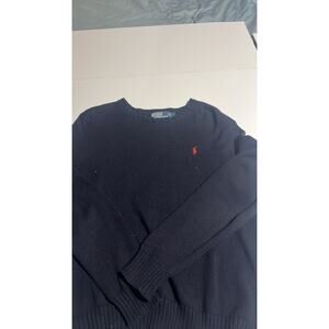 Polo Ralph Lauren Mens L Navy Pima Cotton Crew Neck Sweater Red Pony